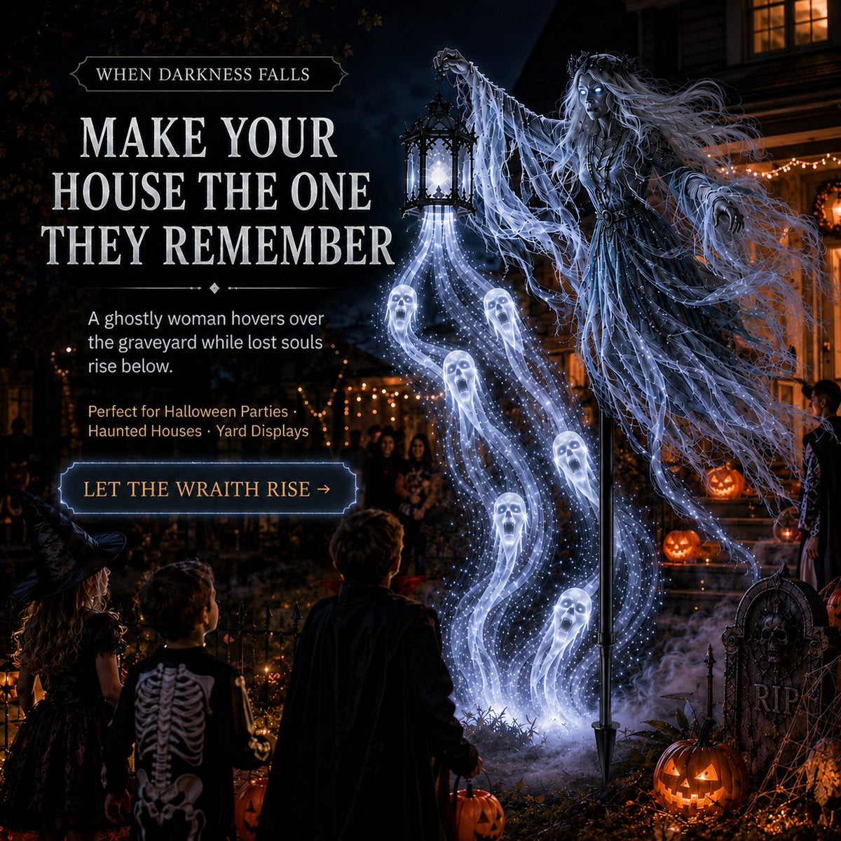 💀Wailing Wraith Lighted Halloween Yard Decoration (31.5*16in)