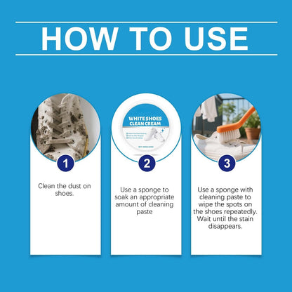 White Shoe Cleaner Cream  |   Multipurpose No-Wash Solid Comes with Sponge