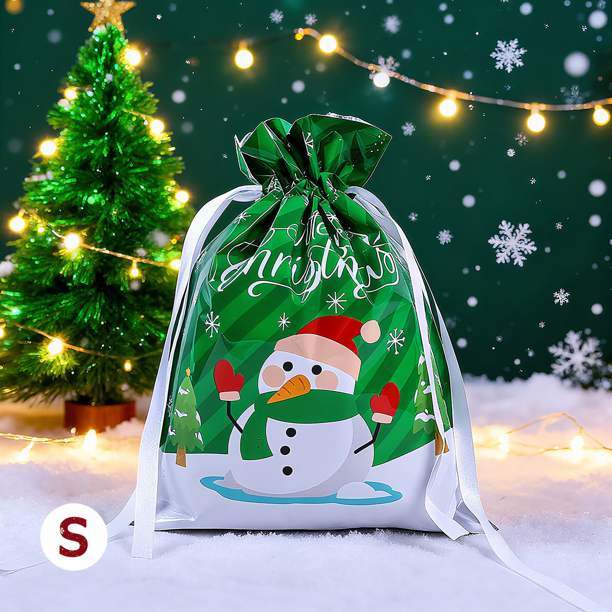 Christmas Cheer Drawstring Gift Bags