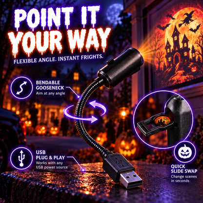 🎃 Halloween Window Projector ✨ 11 Spooky Films USB Powered Holiday Decor