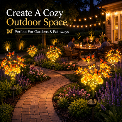🌻 Solar Butterfly Flower Garden Stake Light – Waterproof Outdoor Pathway Decor 🦋