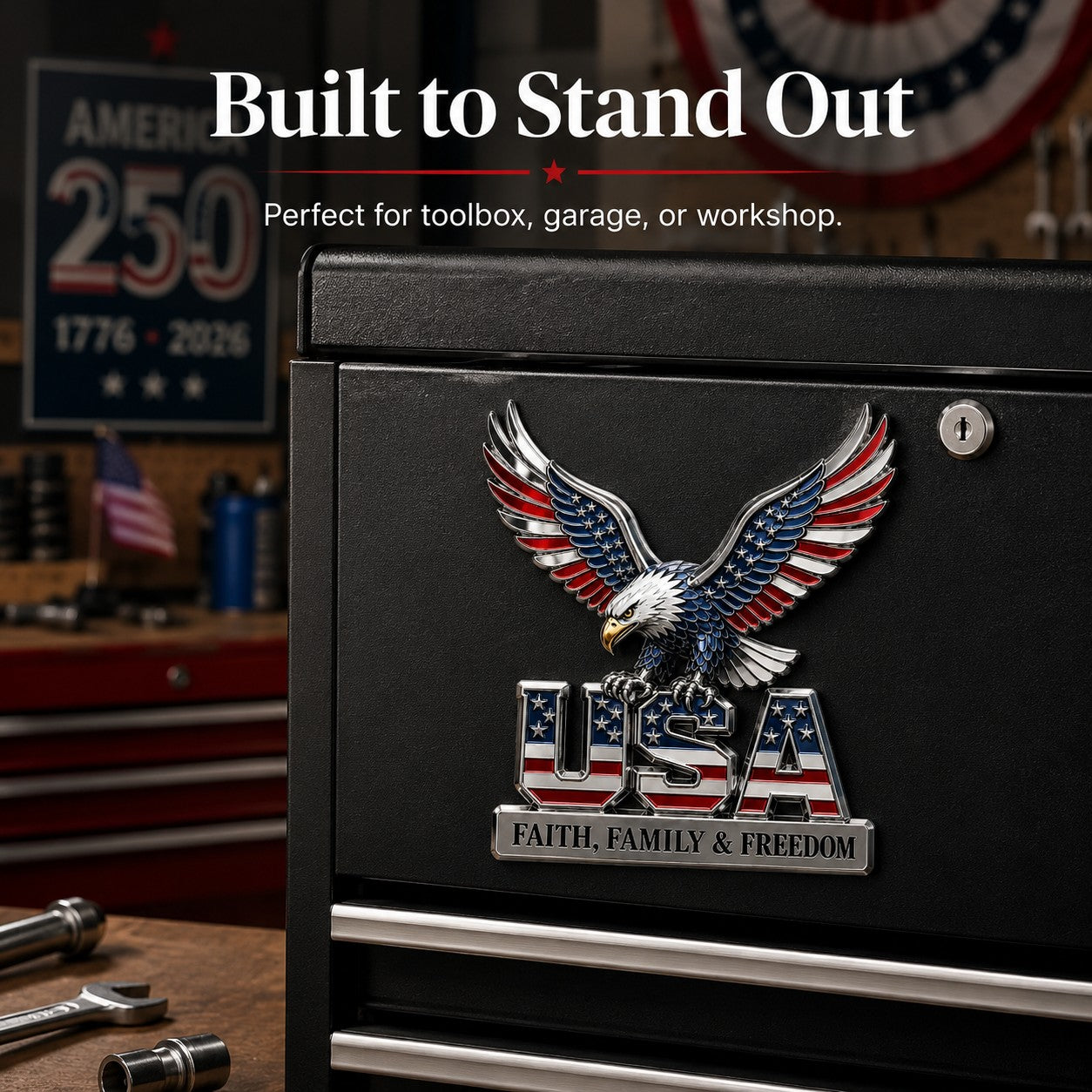 🇺🇸250th Anniversary- ★USA Faith, Family & Freedom★ Metal Emblem