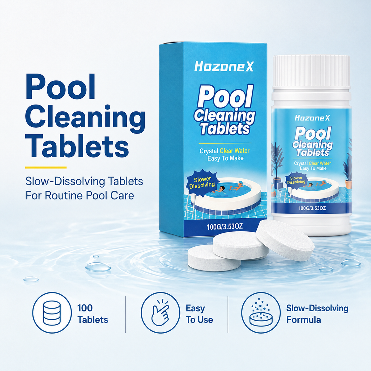 Pool Cleaning Tablets for Crystal Clear Water