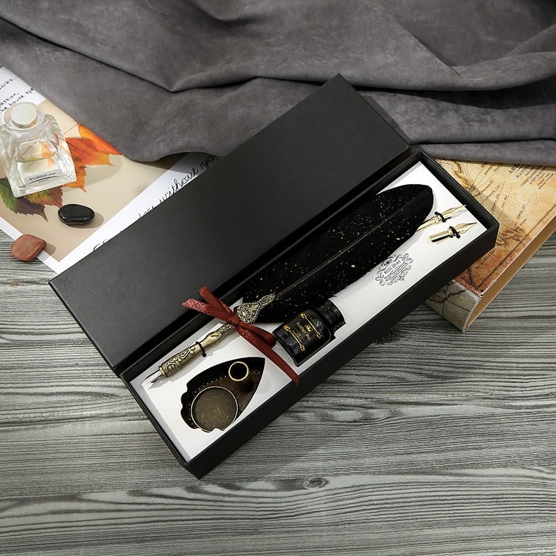Vintage Signature Pen Calligraphy Set – Feather Pen for Writing