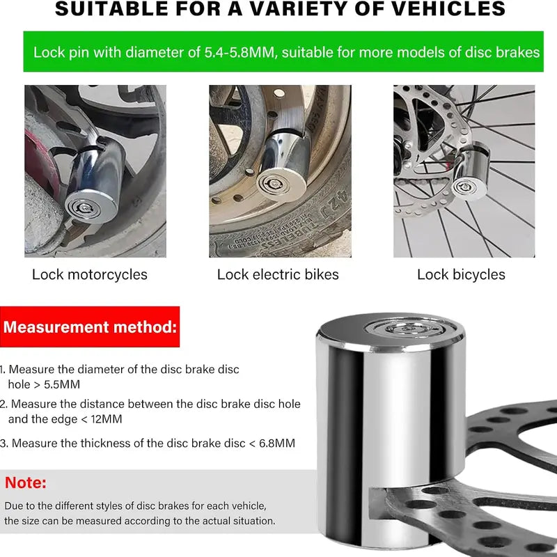 Motorcycle Disc Brake Lock, Anti-Theft Motorcycle Safety Brake Disc Lock 🔒