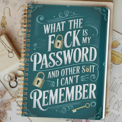 Funny Password Notebook - Spiral Bound with Lock Icons & Funny Security Phrases