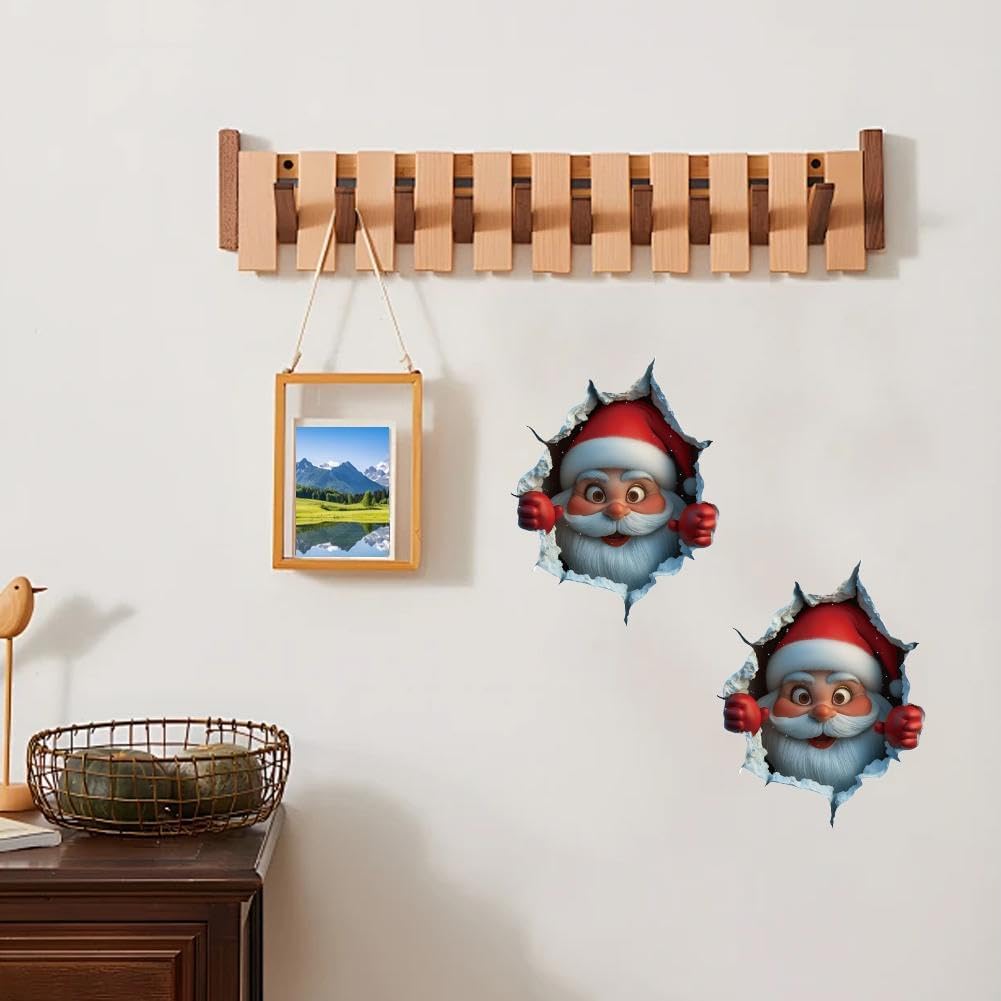 Festive Decor 2-Piece Santa Face Vinyl Stickers
