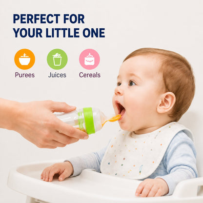 Baby Food Squeeze Spoon Feeder | 2-In-1 Silicone Feeding Bottle 👶