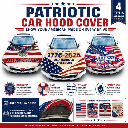 🇺🇸 Universal American Hood Flag Cover - Fits Most Cars, SUVs & Pickups