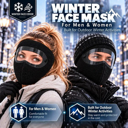 Fleece-lined winter face mask with detachable goggles, product view 1
