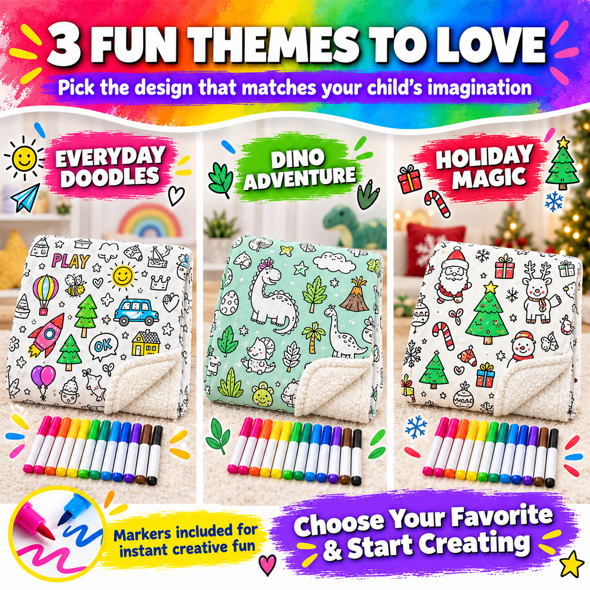 DIY Coloring Blanket with 12 Markers