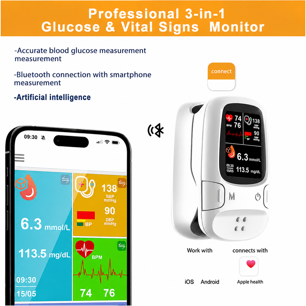 Health monitoring device smartphone connectivity