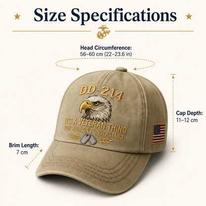 DD-214 Veteran Embroidered Cap with Free Pride Coin