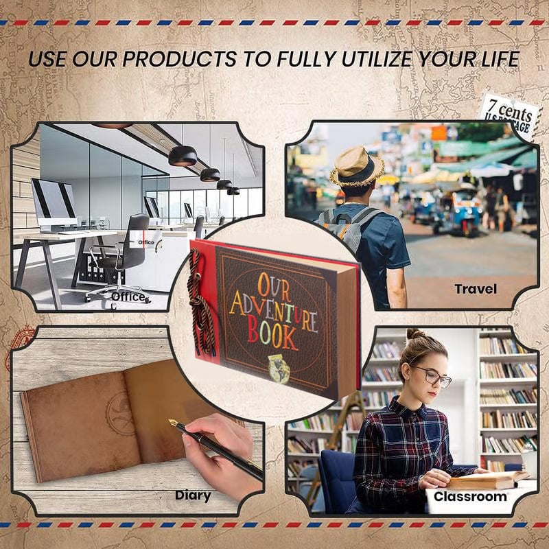 ❤️📚 Our Adventure Book Scrapbook 📸💕 - Retro Style Letter Cover, Perfect for Travel & Memories 💭