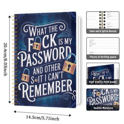 Funny Password Notebook - Spiral Bound with Lock Icons & Funny Security Phrases