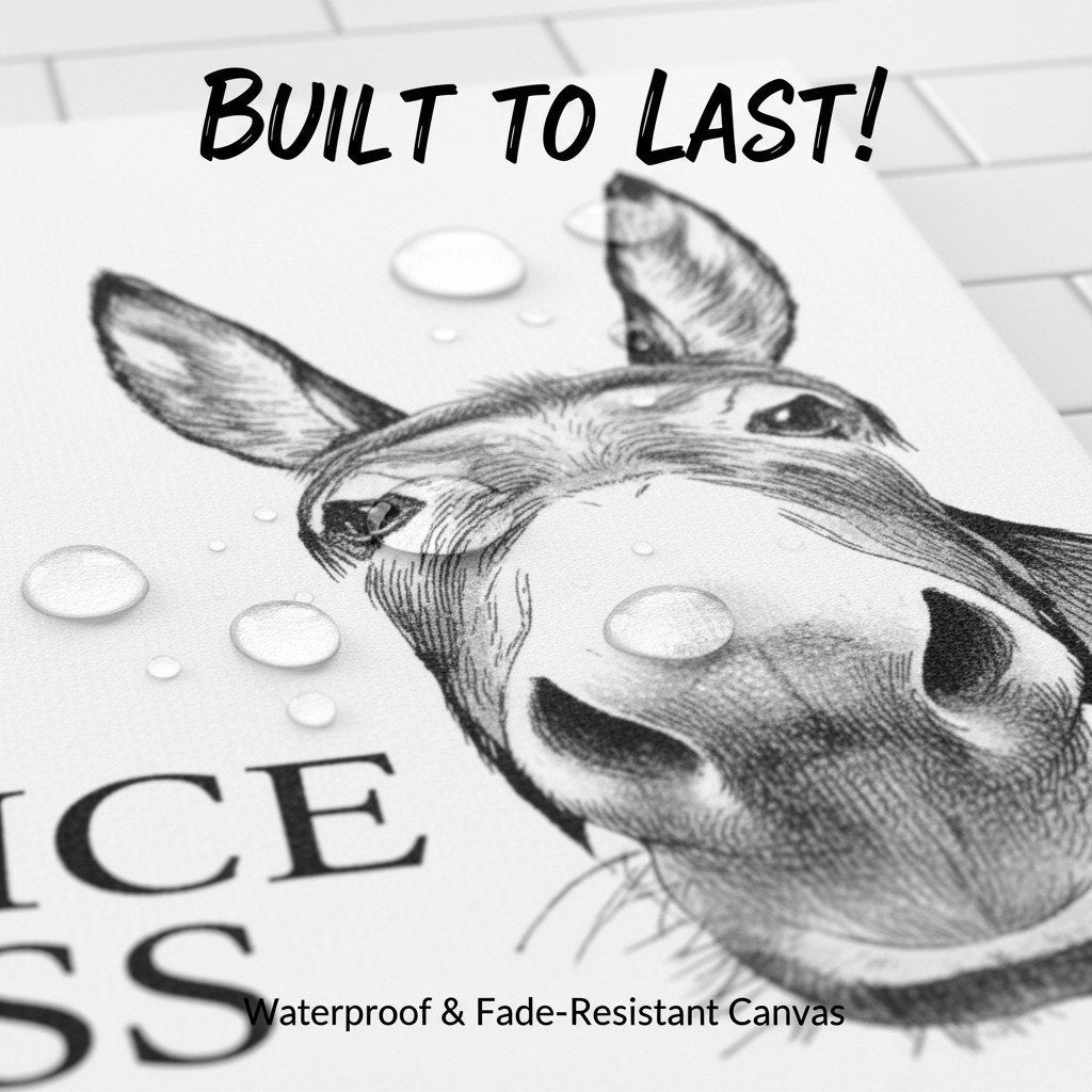 Funny Bathroom Wall Art - "Nice Ass" Donkey Print(No Frame)