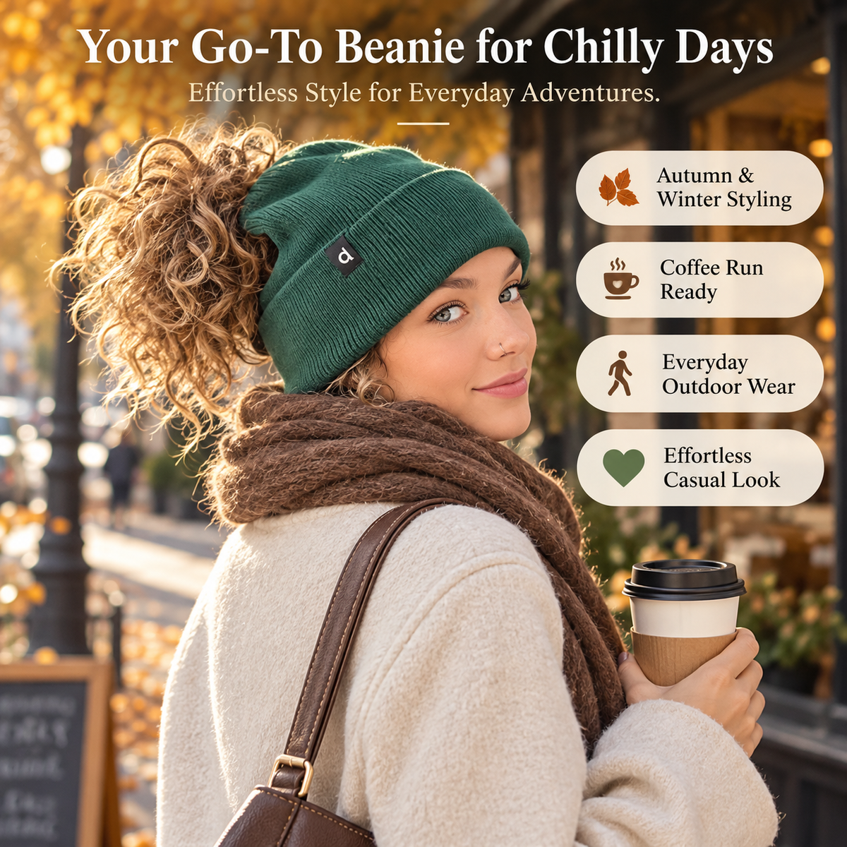 Messy Bun Beanie | Ribbed Knit Hat with Ponytail Opening, product image 6