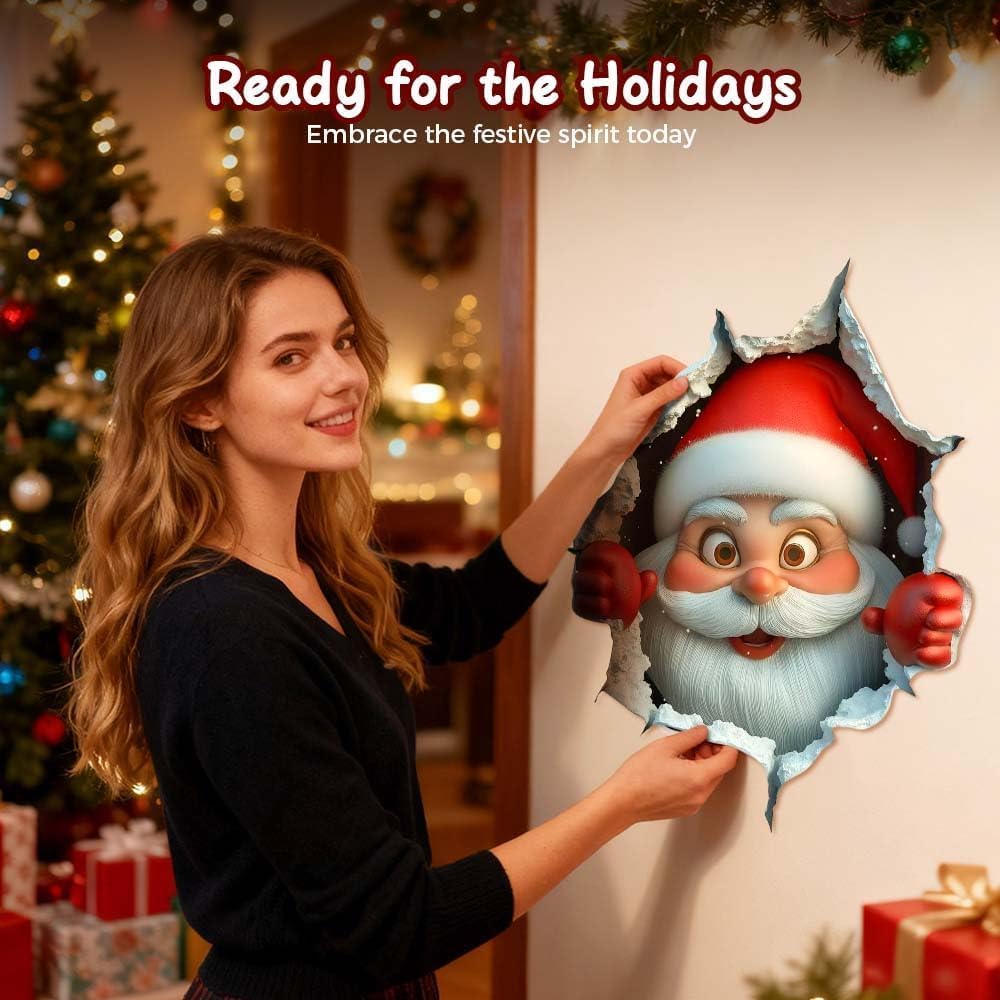 Festive Decor 2-Piece Santa Face Vinyl Stickers