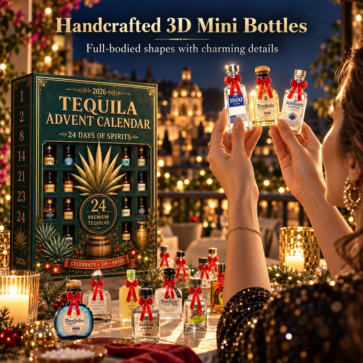 24-Day Mini Tequila Bottle Advent Blind Box for Holiday Celebration