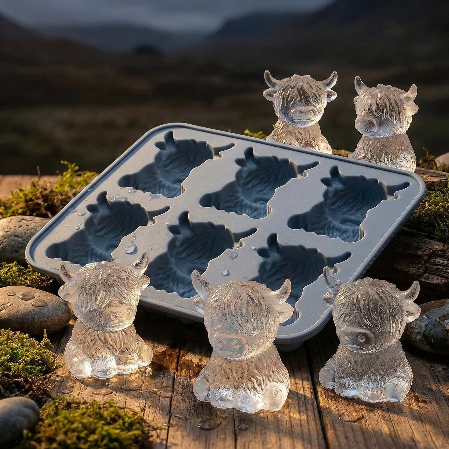 🐇🐰 Mini Highland Cow/Rabbit Ice Cube Mold – Cute 3D Ice for Drinks, Parties & Gifts