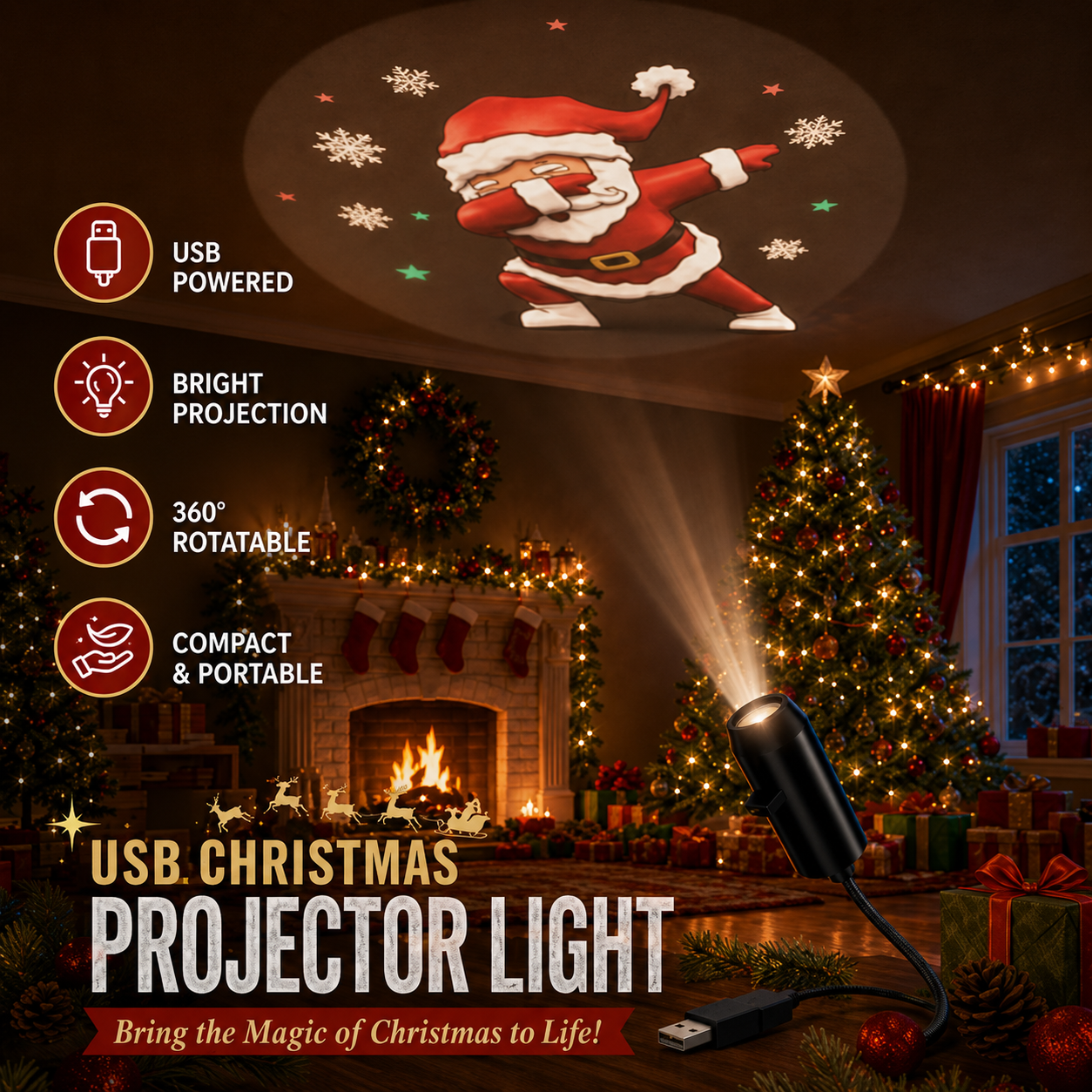 🎄Christmas Light Projector – Instant Holiday Magic For Your Home & Yard