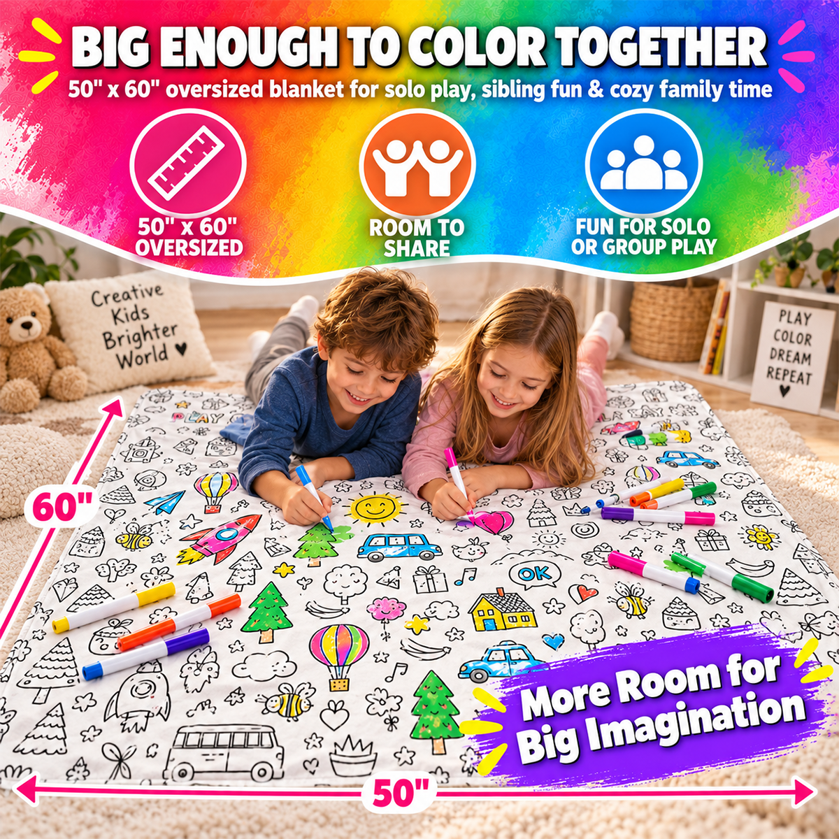 DIY Coloring Blanket with 12 Markers