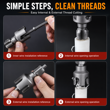 Drill-Powered Pipe Thread Cutting Bit