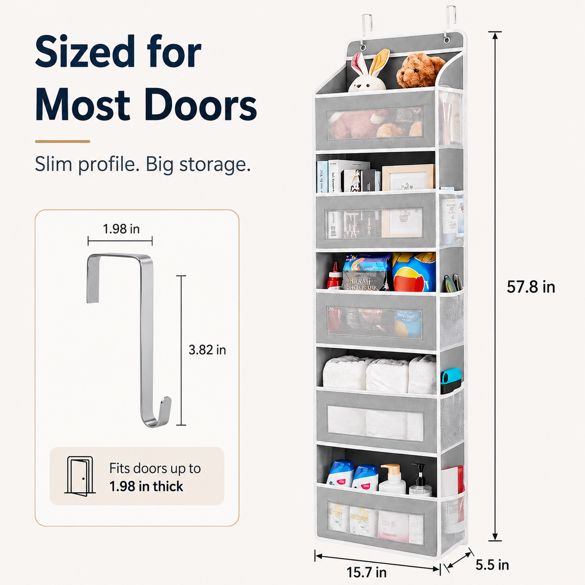 5-Tier Over-the-Door Organizer – Extra Side Mesh Pockets for More Storage 🚪