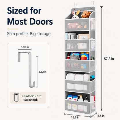 5-Tier Over-the-Door Organizer – Extra Side Mesh Pockets for More Storage 🚪