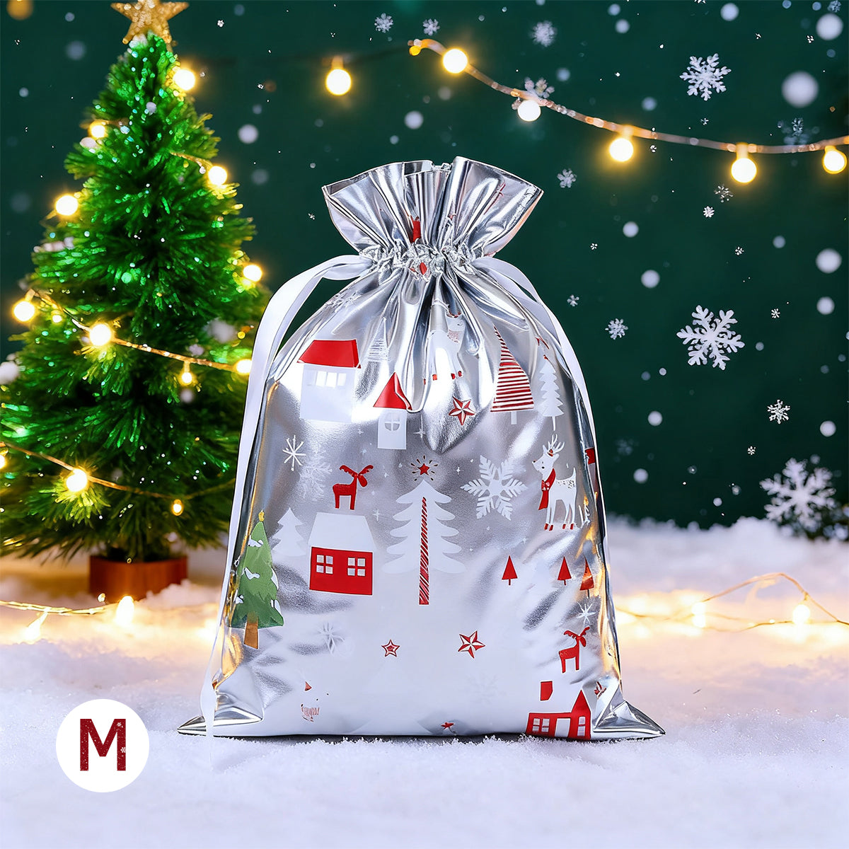 Christmas Cheer Drawstring Gift Bags