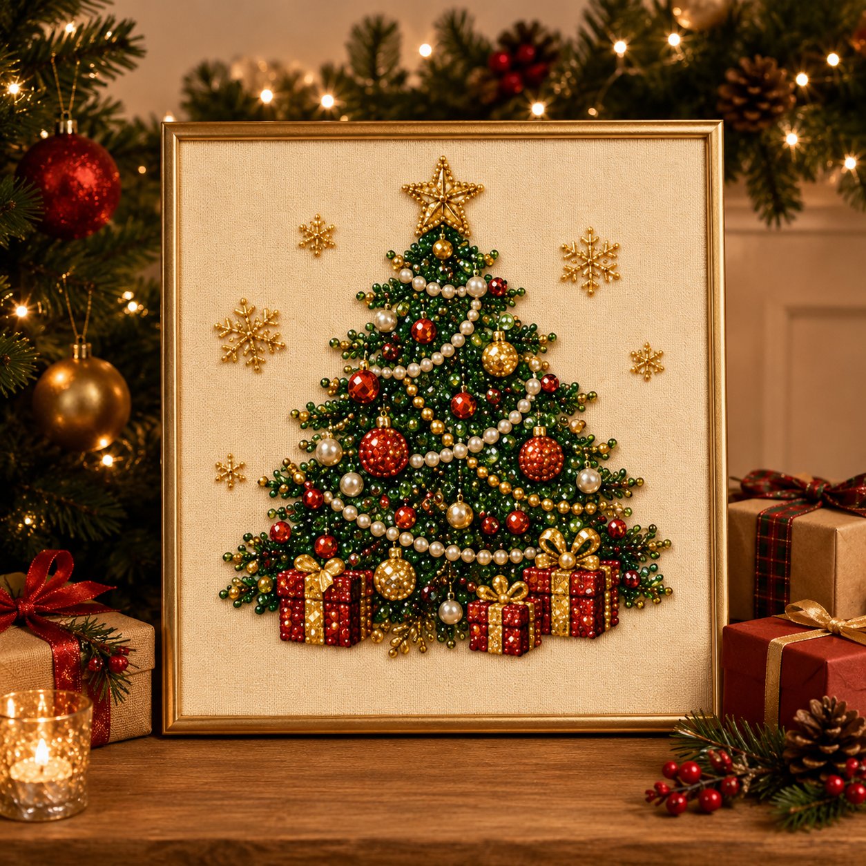 5-in-1 3D Pearl Art Kit – Christmas DIY Craft Set for Kids & Family Creative Fun
