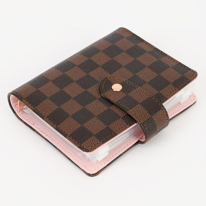 👛Checkered Pocket A7 Budget Mini Binder Wallet Planner Notebook with Money Stuffing Zip Envelopes👛