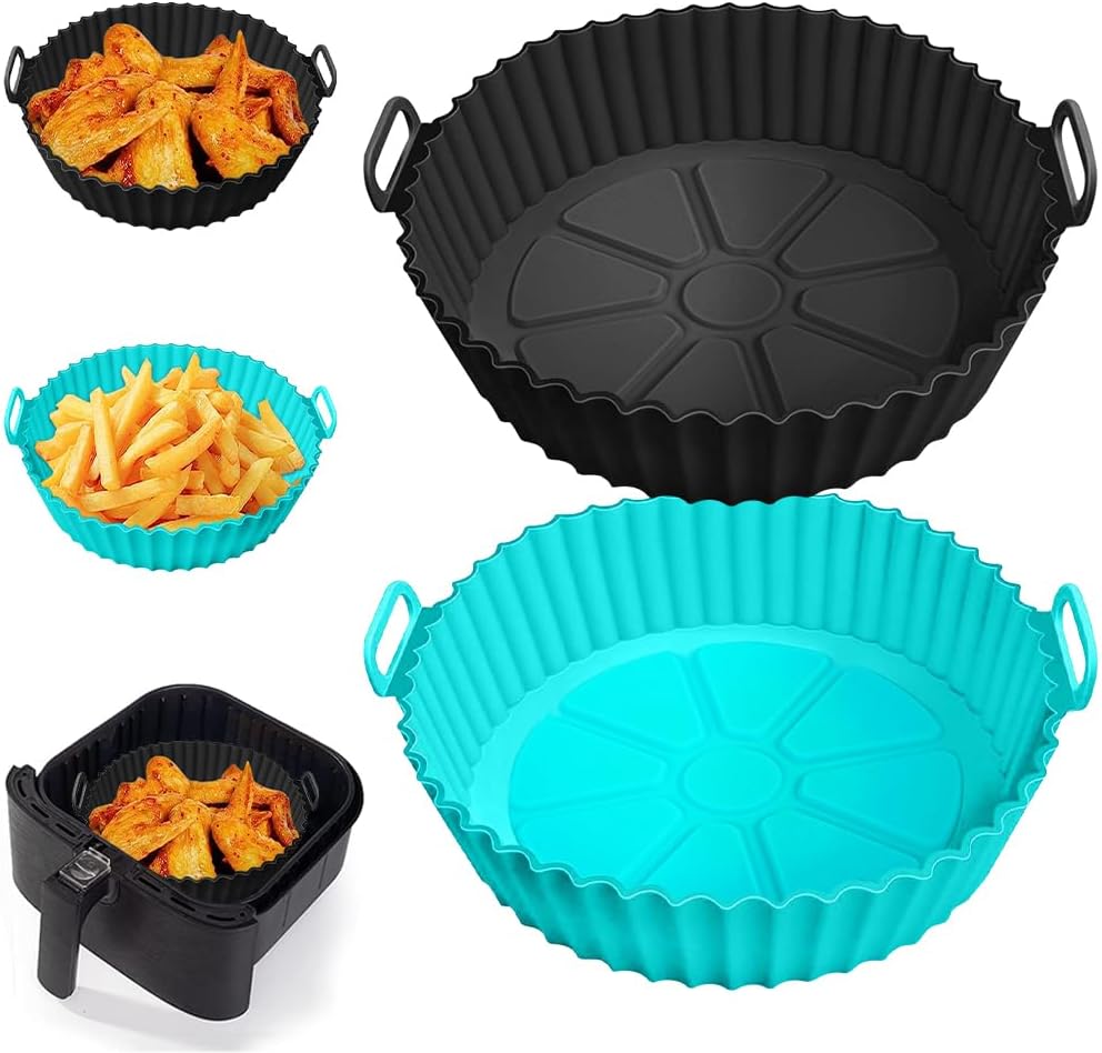 6-Piece Silicone Air Fryer Baking Tray Set – Non-Stick, Reusable & Easy to Clean