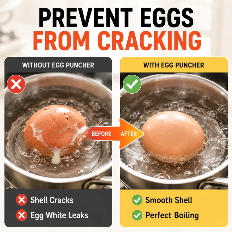 2-Pack Egg Piercer – One-Press Stainless Steel Egg Pricker for Perfect Hard-Boiled Eggs