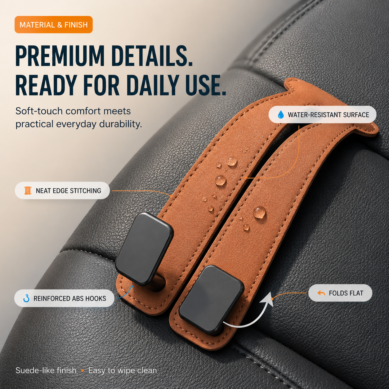 Foldable Dual-Hook Car Headrest Organizer & Phone Holder