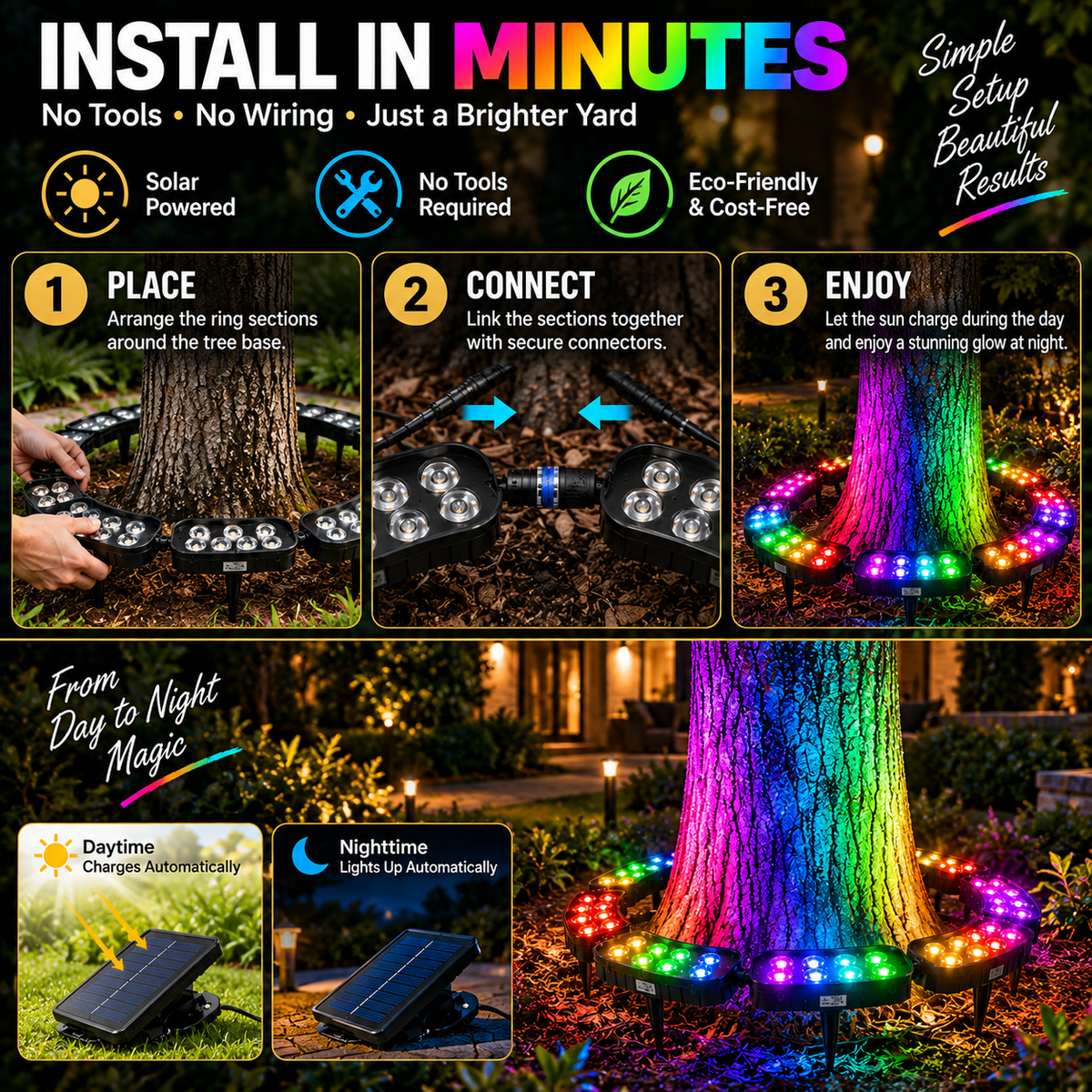✨ One Tree. Endless Colors. – Solar RGB Landscape Ring Light