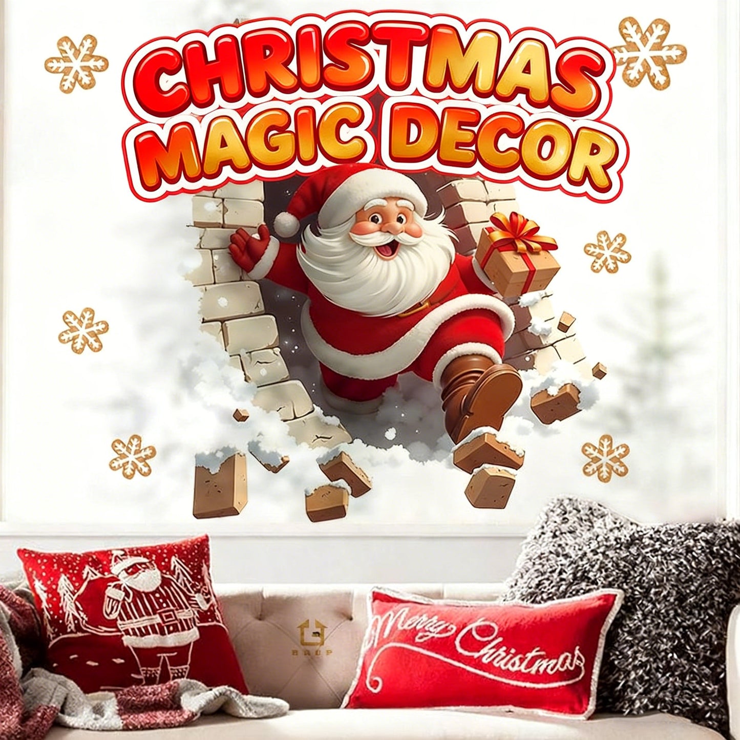 🔥Buy 5 Get 5[10Pcs &💥Free Shipping]Santa Claus Breakthrough Wall Stickers🎄