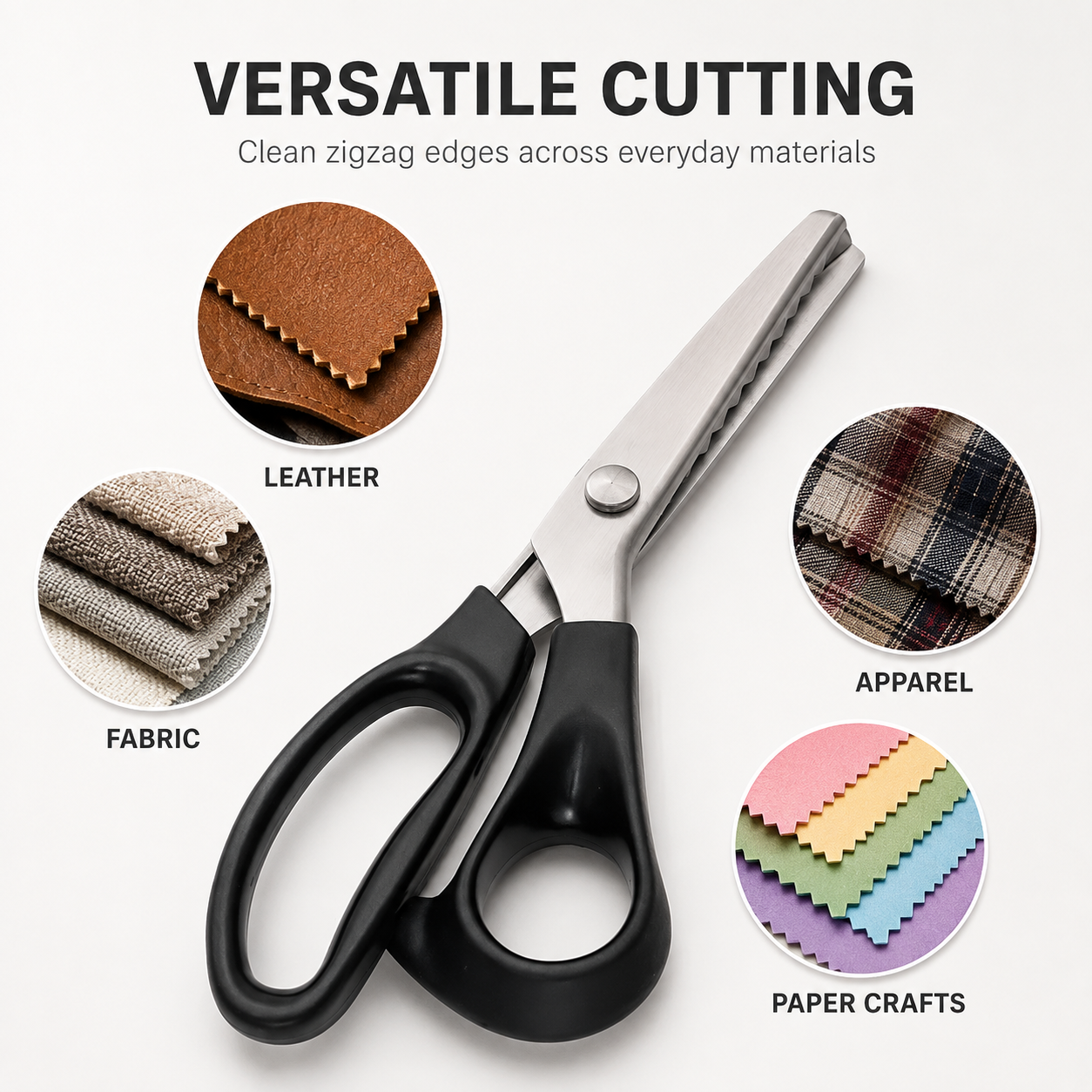 Stainless Steel Zig Zag Scissors with Serrated Teeth