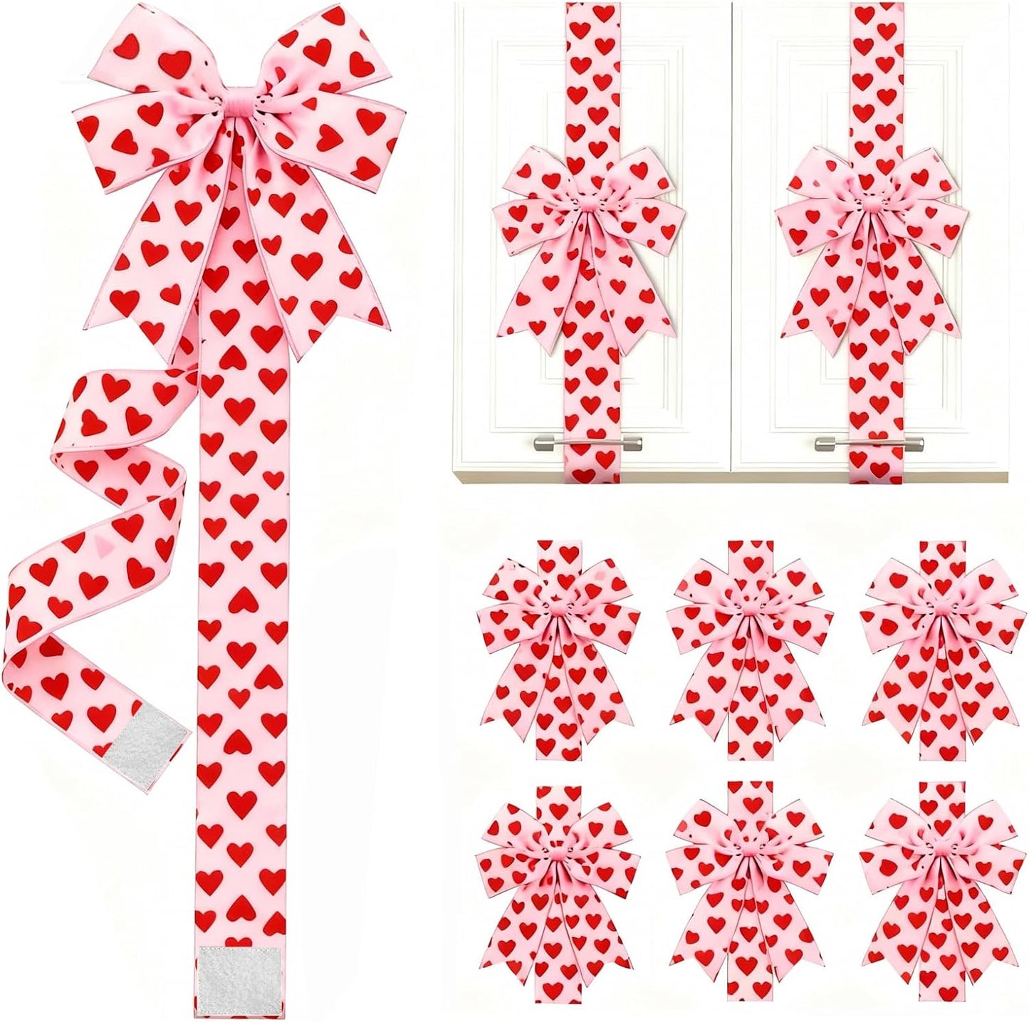 Valentine's Day Pink Heart Large Bow Decoration, Eye-Catching Holiday Decor