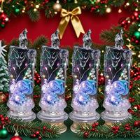 Candle Blue Roses - Set of 4