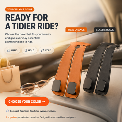 Foldable Dual-Hook Car Headrest Organizer & Phone Holder