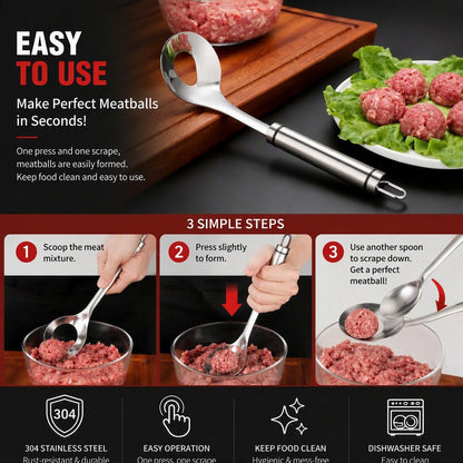 🥩304 Stainless Steel Meatball Scoop Ball Maker Tool🥄