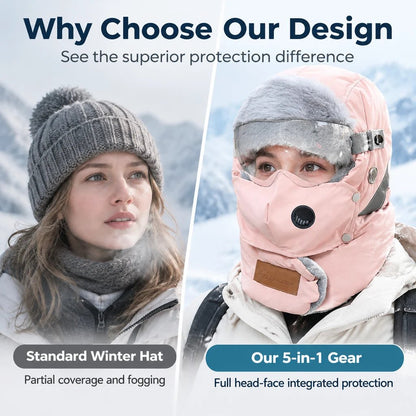 Winter thermal ushanka hat with detachable mask and goggles, product view 11
