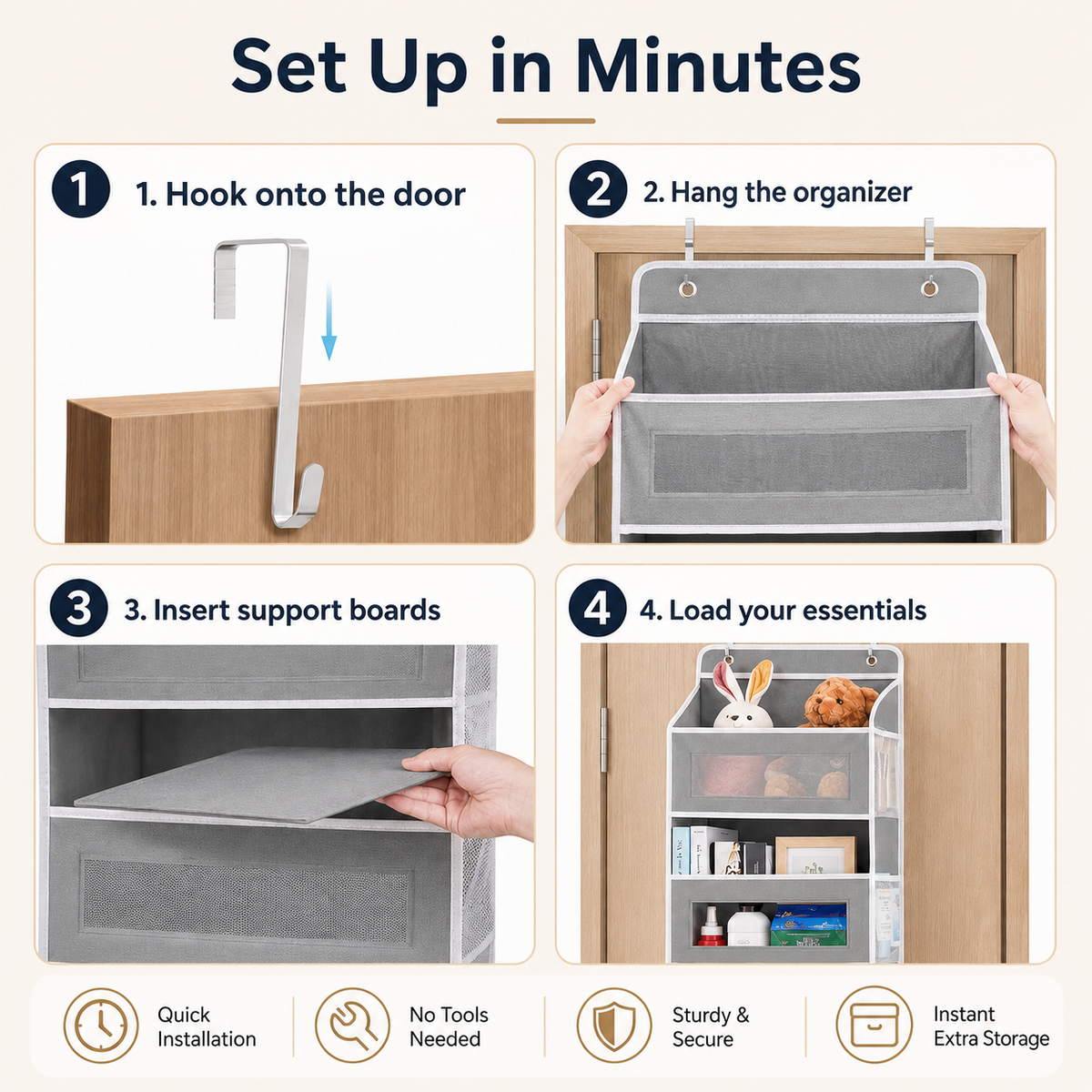 5-Tier Over-the-Door Organizer – Extra Side Mesh Pockets for More Storage 🚪