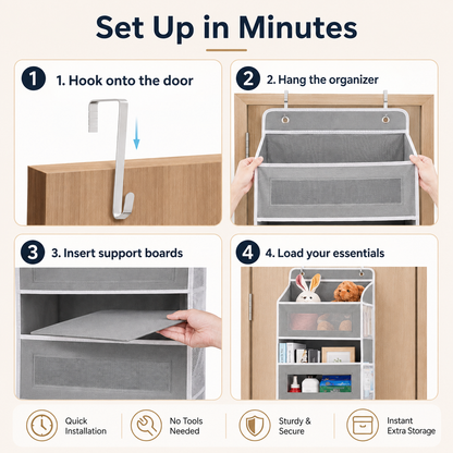5-Tier Over-the-Door Organizer – Extra Side Mesh Pockets for More Storage 🚪