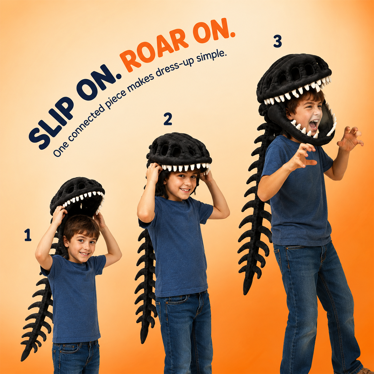 Kids’ Plush Dinosaur Skeleton Halloween Costume