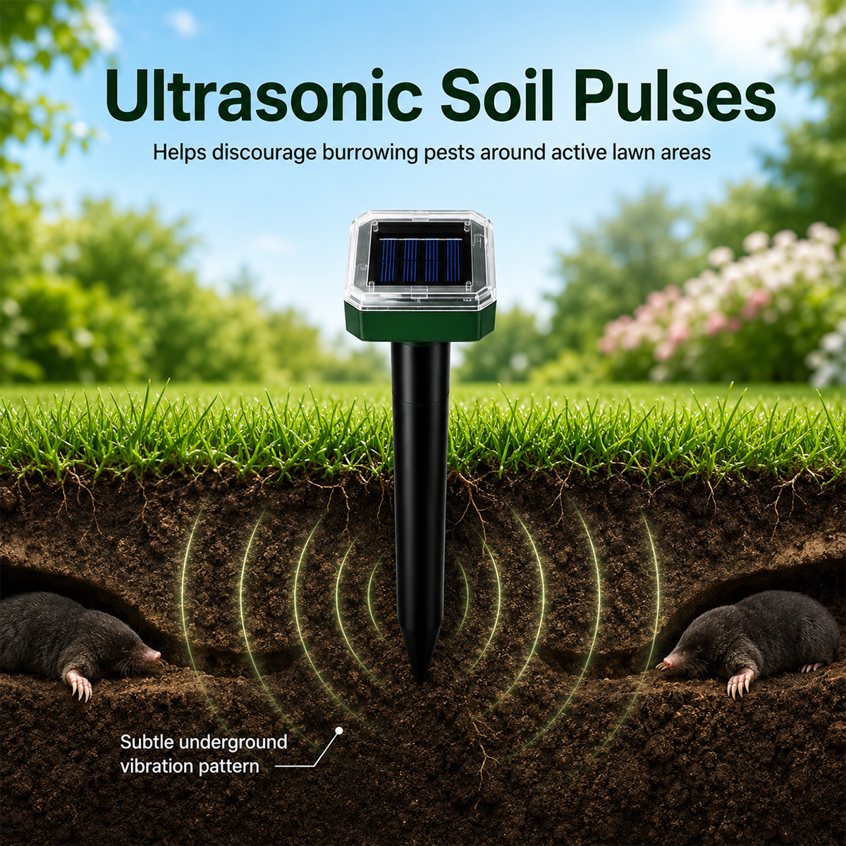 Solar Powered Waterproof Screw Mole Repellent