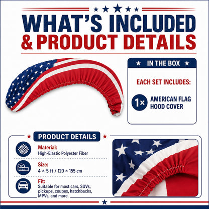 🇺🇸 Universal American Hood Flag Cover - Fits Most Cars, SUVs & Pickups