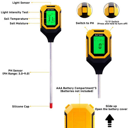 4-in-1 Soil Moisture Meter Ph Tester