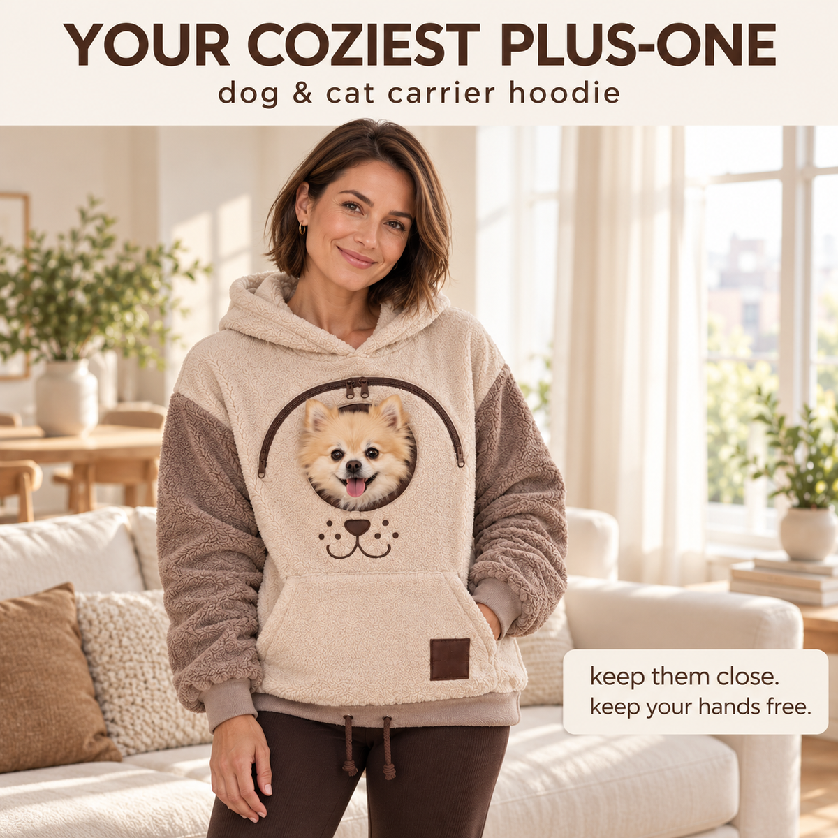 🐾 Cozy Pet Carrier Hoodie — Built-In Pouch for Cats & Small Dogs